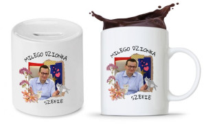 Zestaw Mateusz Morawiecki Pis Kubek + Skarbonka