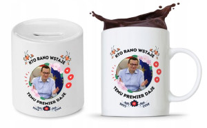 Zestaw Mateusz Morawiecki Pis Kubek + Skarbonka