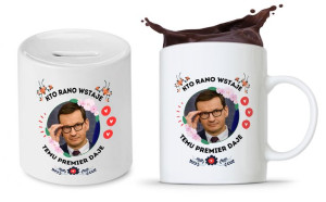 Zestaw Mateusz Morawiecki Pis Kubek + Skarbonka