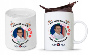 Zestaw Mateusz Morawiecki Pis Kubek + Skarbonka