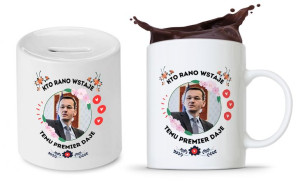 Zestaw Mateusz Morawiecki Pis Kubek + Skarbonka