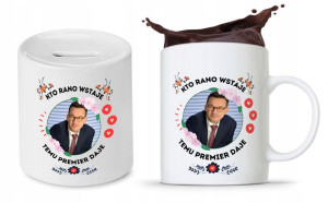 Zestaw Mateusz Morawiecki Pis Kubek + Skarbonka