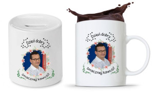 Zestaw Mateusz Morawiecki Pis Kubek + Skarbonka