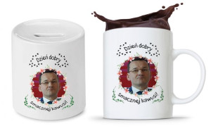 Zestaw Mateusz Morawiecki Pis Kubek + Skarbonka