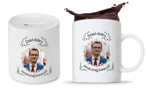 Zestaw Mateusz Morawiecki Pis Kubek + Skarbonka