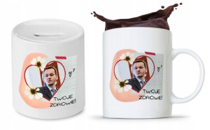 Zestaw Mateusz Morawiecki Pis Kubek + Skarbonka