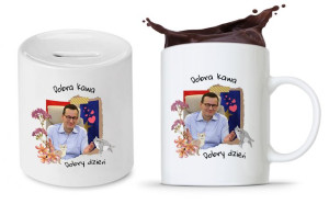Zestaw Mateusz Morawiecki Pis Kubek + Skarbonka