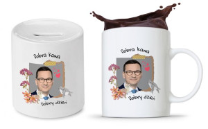 Zestaw Mateusz Morawiecki Pis Kubek + Skarbonka