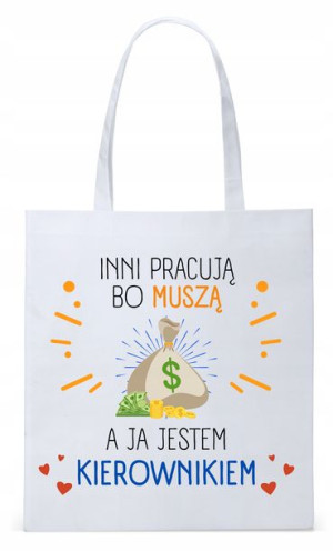 Dla Kierownika Prezent Torba Eco Biała Shopper