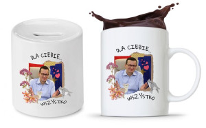 Zestaw Mateusz Morawiecki Pis Kubek + Skarbonka