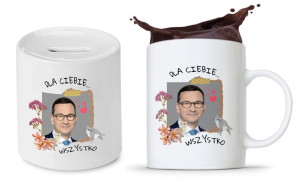 Zestaw Mateusz Morawiecki Pis Kubek + Skarbonka