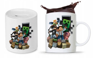 Zestaw Minecraft Dla Dziecka Kubek + Skarbonka
