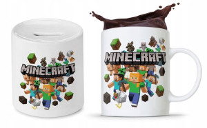 Zestaw Minecraft Dla Dziecka Kubek + Skarbonka