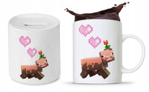 Zestaw Minecraft Dla Dziecka Kubek + Skarbonka