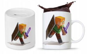 Zestaw Minecraft Dla Dziecka Kubek + Skarbonka