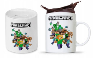Zestaw Minecraft Dla Dziecka Kubek + Skarbonka