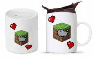 Zestaw Minecraft Dla Dziecka Kubek + Skarbonka