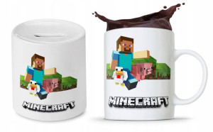 Zestaw Minecraft Dla Dziecka Kubek + Skarbonka