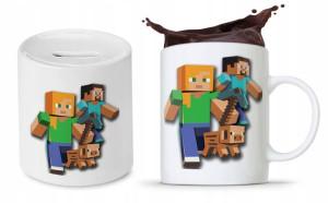 Zestaw Minecraft Dla Dziecka Kubek + Skarbonka