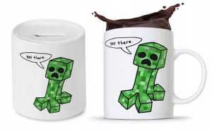 Zestaw Minecraft Dla Dziecka Kubek + Skarbonka