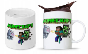 Zestaw Minecraft Dla Dziecka Kubek + Skarbonka