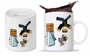 Zestaw Minecraft Dla Dziecka Kubek + Skarbonka