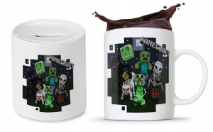 Zestaw Minecraft Dla Dziecka Kubek + Skarbonka