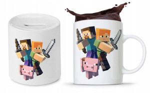 Zestaw Minecraft Dla Dziecka Kubek + Skarbonka