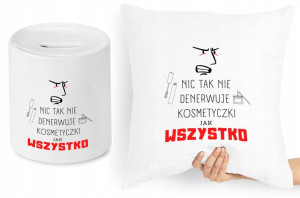 Dla Kosmetyczki Zestaw Poduszka + Skarbonka