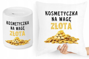 Dla Kosmetyczki Zestaw Poduszka + Skarbonka
