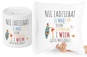 Dla Listonosza Zestaw Poduszka + Skarbonka