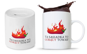 Zestaw Dla Sąsiada Sąsiadki Kubek + Skarbonka