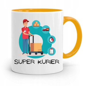Kubek Żółty Dla Kuriera Super Kurier Prezent
