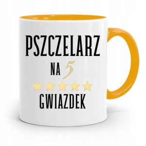 Kubek Zółty Dla Pszczelarza Na Pięć Gwiazdek