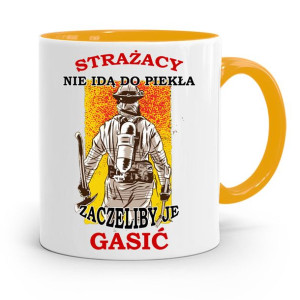 Kubek Żółty Dla Strażaka Nie Idą Do Piekła Prezent