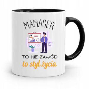 Dla Managera Menadżera Kubek Czarny Prezent