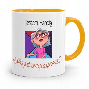 Kubek Żółty Dzień Babci Jestem Babcią Supermoc