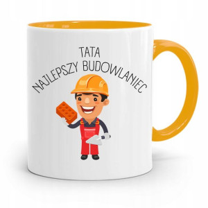 Kubek Żółty Dzień Ojca Najlepszy Budowlaniec