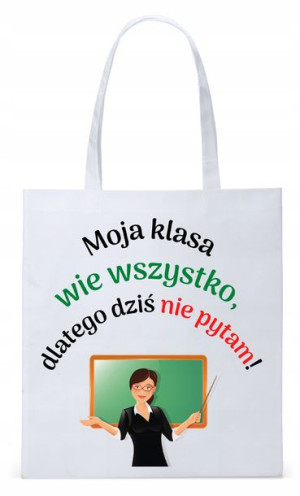 Dzień Nauczyciela Prezent Torba Eco Biała Shopper