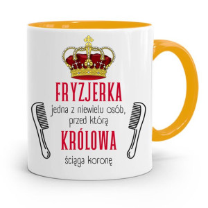 Kubek Żółty Fryzjerki Królowa Ściąga Koronę