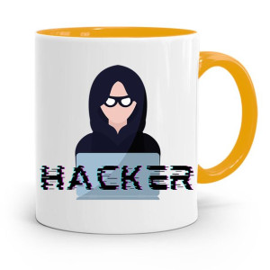Kubek Żółty Informatyka Programisty Hacker Prezent