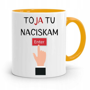 Kubek Żółty Informatyka Programisty Naciskam Enter