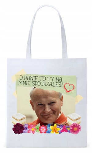 Jan Paweł Ii Papież Papaj Torba Eco Biała Shopper