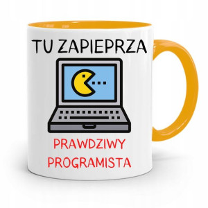 Kubek Żółty Informatyka Programisty Tu Zapieprza