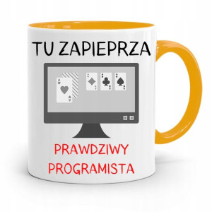 Kubek Żółty Informatyka Programisty Tu Zapieprza
