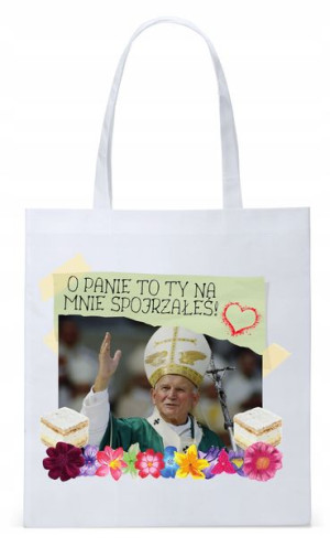 Jan Paweł Ii Papież Papaj Torba Eco Biała Shopper