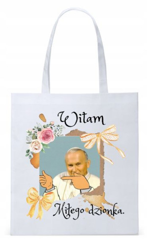 Jan Paweł Ii Papież Papaj Torba Eco Biała Shopper