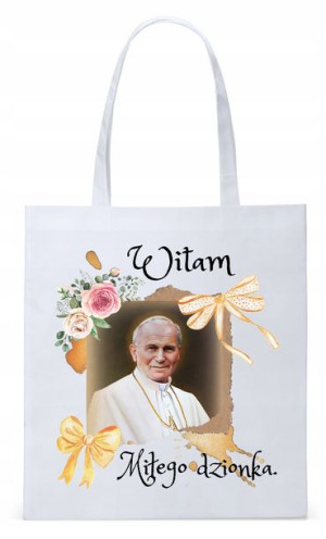 Jan Paweł Ii Papież Papaj Torba Eco Biała Shopper