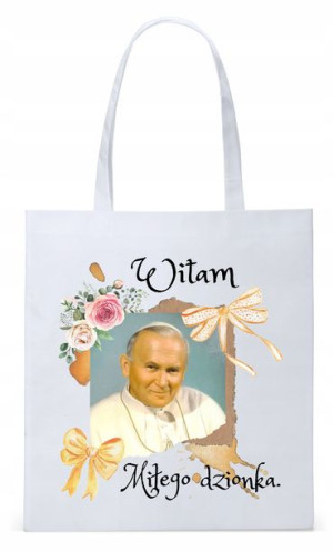 Jan Paweł Ii Papież Papaj Torba Eco Biała Shopper