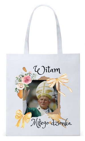 Jan Paweł Ii Papież Papaj Torba Eco Biała Shopper